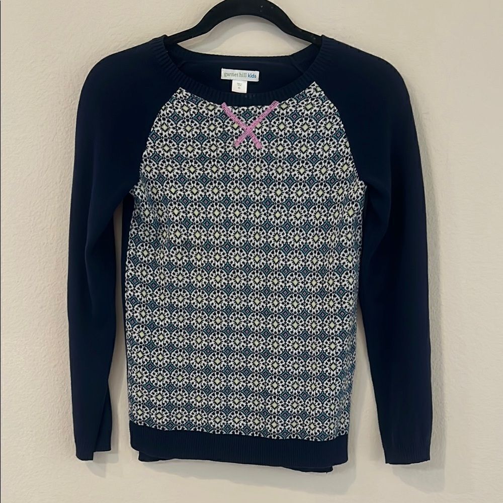 Garnet Hill Navy and White Patterned Sweater
